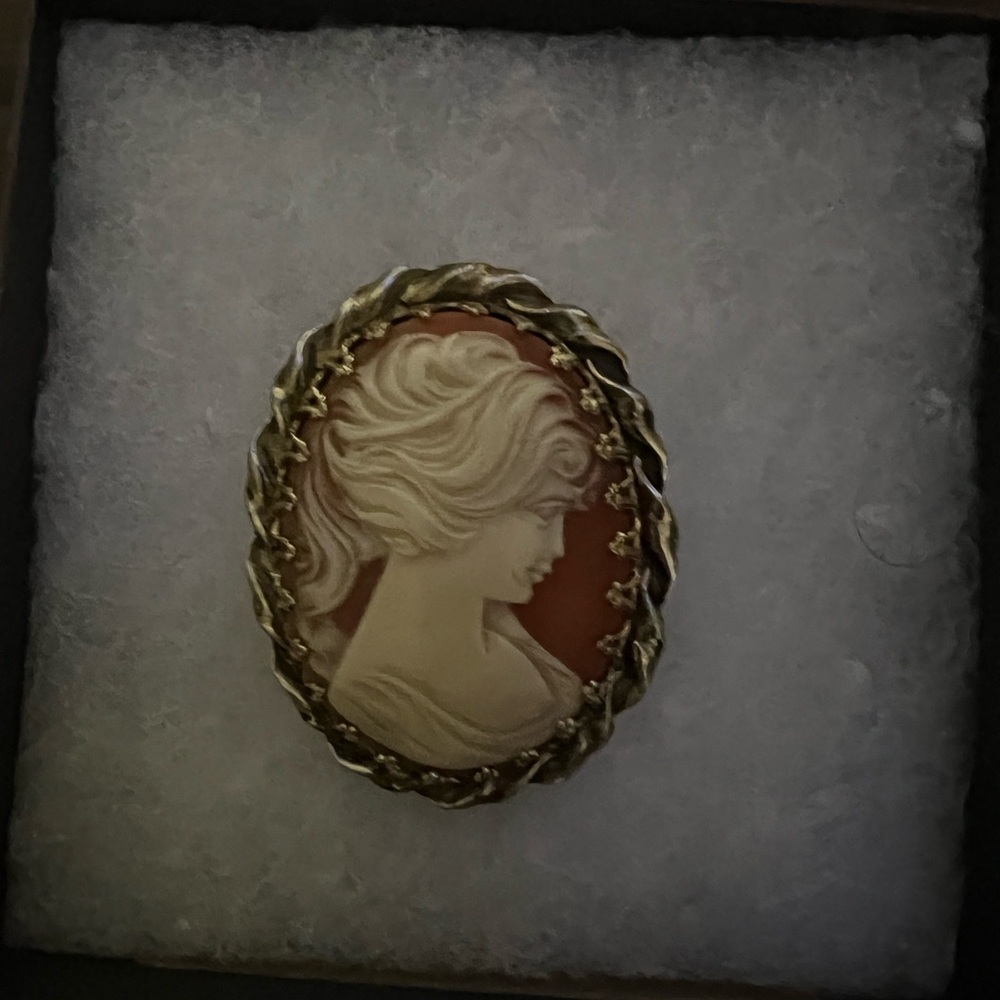 Vintage Cameo Brooch with Gold-Tone Frame